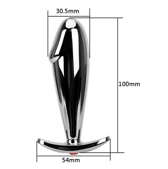 Dick-Inspired Stainless Steel Butt Plug 3.94 Inches Long