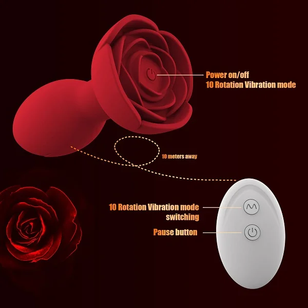 Rosy Anal Butt Plug Vibrator & G Spot Massager With Remote