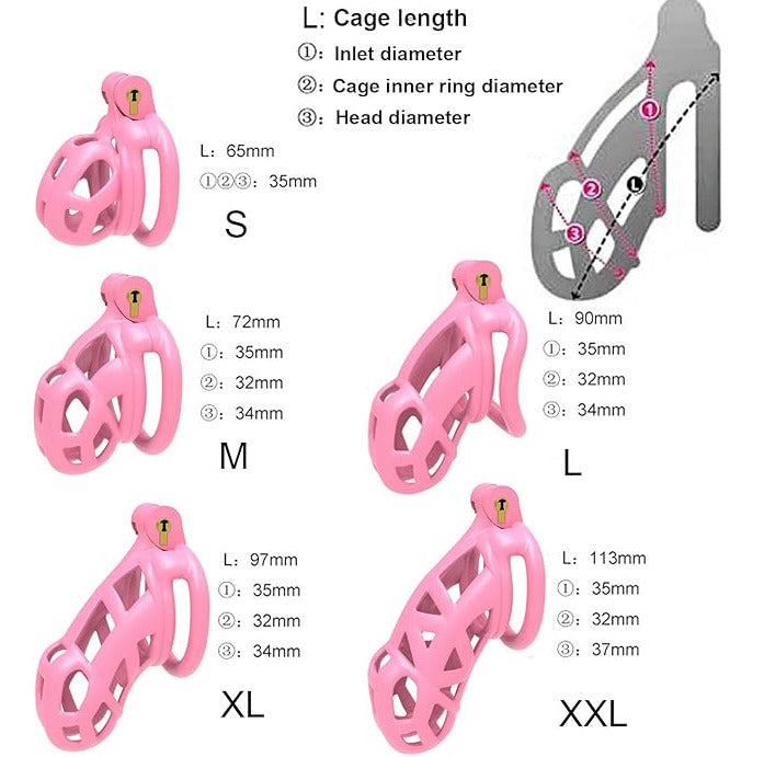 Cobra Male Chastity Cage Lock Device W/ 4 Rings