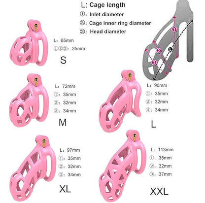 Cobra Male Chastity Cage Lock Device W/ 4 Rings