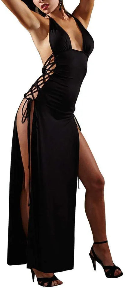 European Style Black Sleeveless And Backless Party Dress For Women