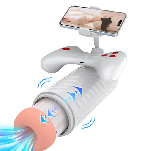 Automatic Telescopic Game Controller Vibration Masturbator Toy With Mobile Video Stand
