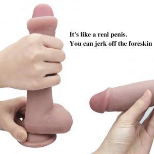 Realistic Sliding Skin Dildo With Foreskin 8 Inch