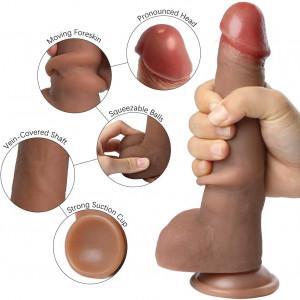 Realistic Sliding Skin Dildo With Foreskin 8 Inch