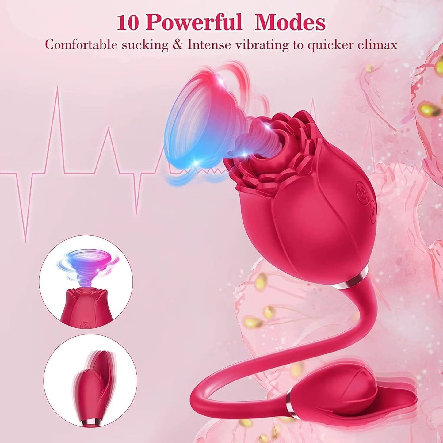 Rose 3 In 1 Nipple Clitoral Stimulator Vibrator