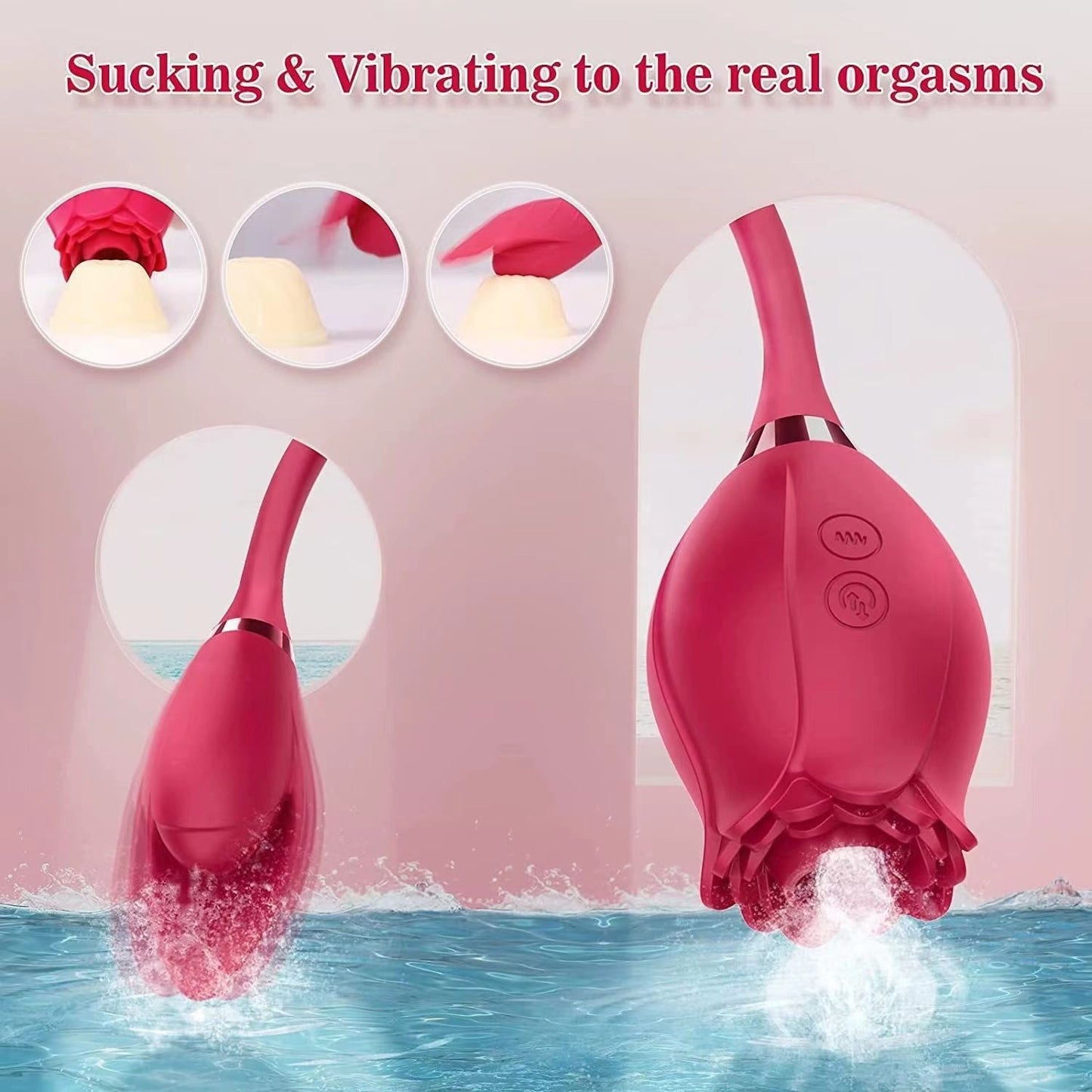 Rose 3 In 1 Nipple Clitoral Stimulator Vibrator