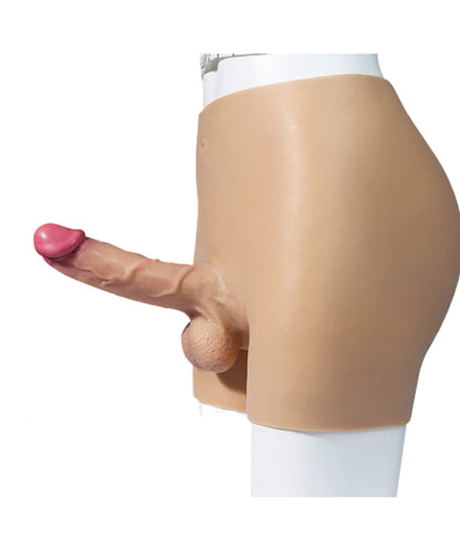 Wearable Strap-On Dildo Panties Underwear with Fake Penis with Realistic Testicles